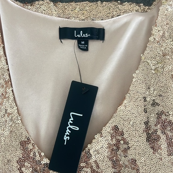 Lulus Light up the Night Champagne sequin dress - Picture 14 of 15